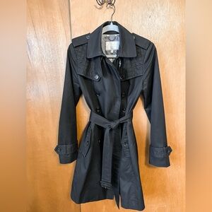 Banana Republic Black Trench Coat with Quilted Detail